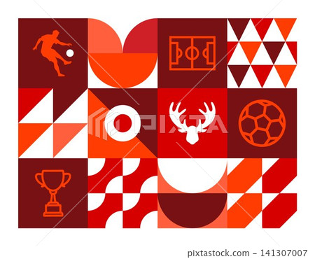 Flat Geometric Minimal Soccer Pattern Flat Geometric Minimal Soccer Pattern 141307007