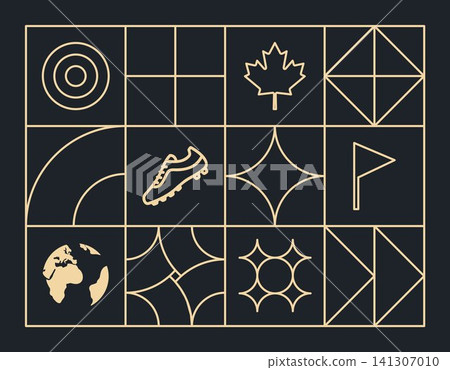 Minimalist Football Cup Geometric Design Outlines Minimalist Football Cup Geometric Design Outlines 141307010