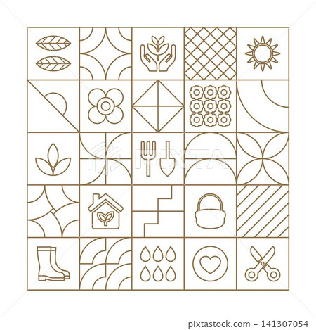 Flat Vector Eco Plant Outlines Flat Vector Eco Plant Outlines 141307054
