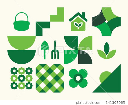 Abstract Flat Green Plant Background Abstract Flat Green Plant Background 141307065