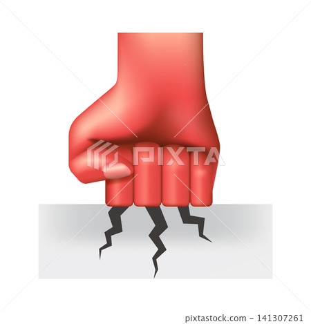 A gradient vector icon representing the impact of a fist forcefully slamming into the ground, causing it to crack. A gradient vector icon representing the impact of a fist forcefully slamming into the ground, causing it to crack. 141307261