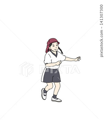 Illustration of a girl running at an athletic meet Illustration of a girl running at an athletic meet 141307300