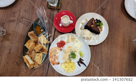 dinner with meat and vegetables dinner with meat and vegetables 141307682