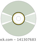 Vector illustration of a retro CD-ROM disc, data storage and media icon symbol, 90s technology graphic, isolated cutout on transparent background design element for computer, PC, and digital media. 141307683
