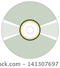 Clean illustration of a retro CD-ROM optical disc isolated on a transparent background. Classic computer data storage media from the 1990s and early 2000s, ideal for technology, multimedia, and 141307697