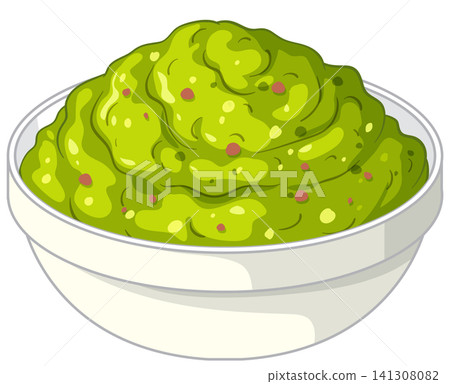 Vector Illustration of Fresh Guacamole Dip in a White Bowl Vector Illustration of Fresh Guacamole Dip in a White Bowl 141308082