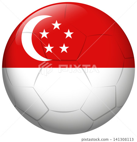 Glossy Soccer Ball with Singapore National Flag Design on White Background Glossy Soccer Ball with Singapore National Flag Design on White Background 141308113