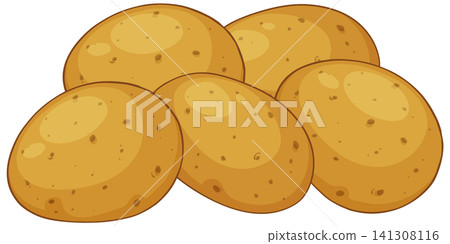Vector Illustration of a Small Pile of Fresh Whole Potatoes Vector Illustration of a Small Pile of Fresh Whole Potatoes 141308116