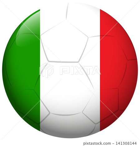 Glossy Soccer Ball with Italian Flag Colors on White Background Glossy Soccer Ball with Italian Flag Colors on White Background 141308144