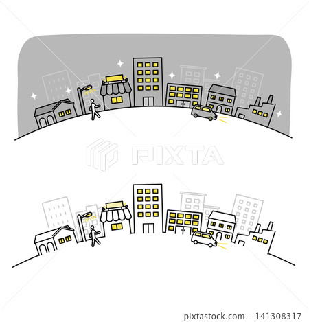 Simple vector illustrations depicting electricity and lighting, which support local life. 141308317