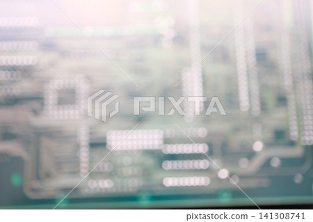 Blurred image of printed circuit board wiring Blurred image of printed circuit board wiring 141308741