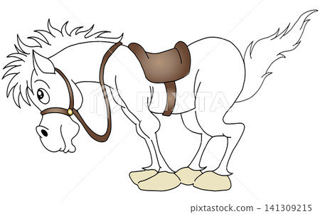 Hand-drawn animal illustration ☆ White horse Hand-drawn animal illustration ☆ White horse 141309215