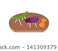 Illustrations of cucumber and eggplant decorations for the Obon festival. 141309379
