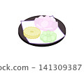 An illustration of rakugan (a type of Japanese sweet) held in a confectionery bowl. 141309387