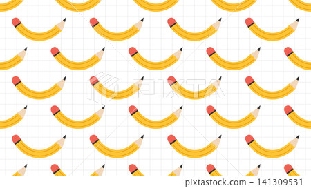 Curved Yellow Pencils Seamless Pattern Curved Yellow Pencils Seamless Pattern 141309531