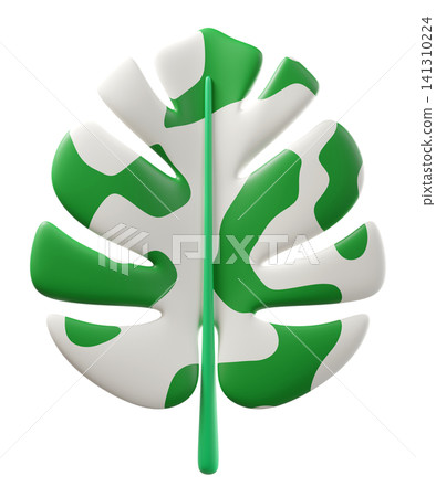 3D Monstera deliciosa Alba leaf, isolated on background. Tropical botanical leaf perfect for summer, eco products, wellness, nature, decor, stickers, cosmetic, wellness projects. 3d render 3D Monstera deliciosa Alba leaf, isolated on background. Tropical botanical leaf perfect for summer, eco products, wellness, nature, decor, stickers, cosmetic, wellness projects. 3d render 141310224