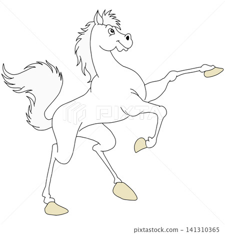 Hand-drawn animal illustration ☆ White horse Hand-drawn animal illustration ☆ White horse 141310365