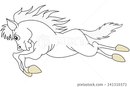 Hand-drawn animal illustration ☆ White horse Hand-drawn animal illustration ☆ White horse 141310371