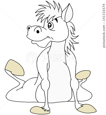 Hand-drawn animal illustration ☆ White horse Hand-drawn animal illustration ☆ White horse 141310374