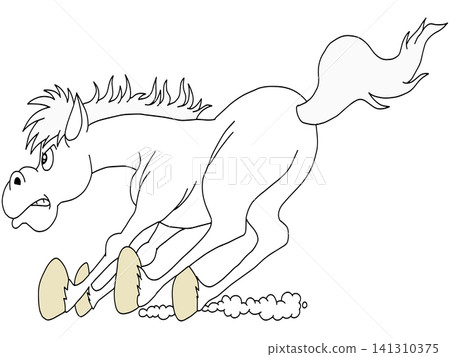 Hand-drawn animal illustration ☆ White horse Hand-drawn animal illustration ☆ White horse 141310375