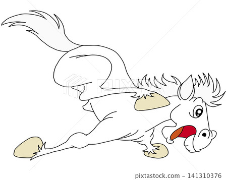 Hand-drawn animal illustration ☆ White horse Hand-drawn animal illustration ☆ White horse 141310376