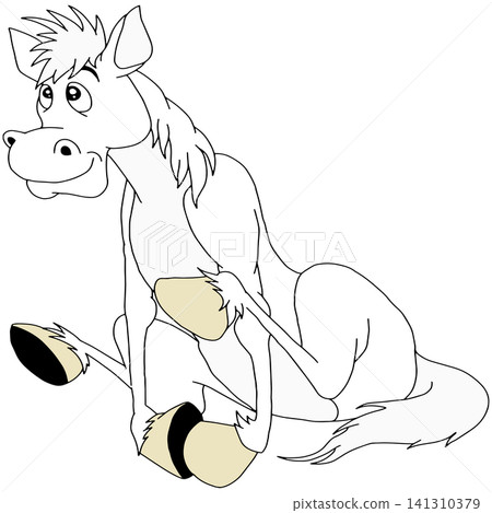 Hand-drawn animal illustration ☆ White horse Hand-drawn animal illustration ☆ White horse 141310379