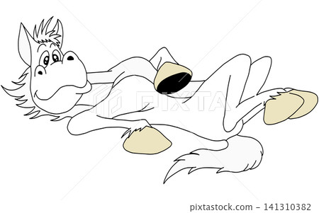 Hand-drawn animal illustration ☆ White horse Hand-drawn animal illustration ☆ White horse 141310382