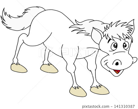 Hand-drawn animal illustration ☆ White horse Hand-drawn animal illustration ☆ White horse 141310387