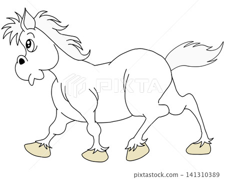 Hand-drawn animal illustration ☆ White horse Hand-drawn animal illustration ☆ White horse 141310389