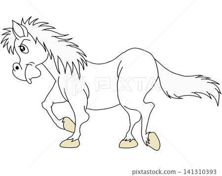 Hand-drawn animal illustration ☆ White horse Hand-drawn animal illustration ☆ White horse 141310393