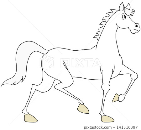 Hand-drawn animal illustration ☆ White horse Hand-drawn animal illustration ☆ White horse 141310397