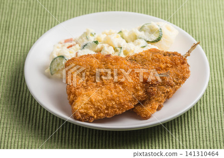 Potato salad and fried horse mackerel Potato salad and fried horse mackerel 141310464