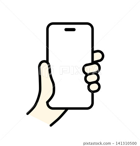一手拿著智慧型手機的插畫 | 彩色 一手拿著智慧型手機的插畫 | 彩色 141310500
