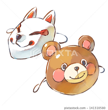 Mask / Summer festival / Classic / Fox / Bear / Illustration material / PNG material Mask / Summer festival / Classic / Fox / Bear / Illustration material / PNG material 141310580