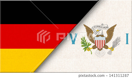 Double flag of Germany and United States Virgin Islands on fabric texture Double flag of Germany and United States Virgin Islands on fabric texture 141311287