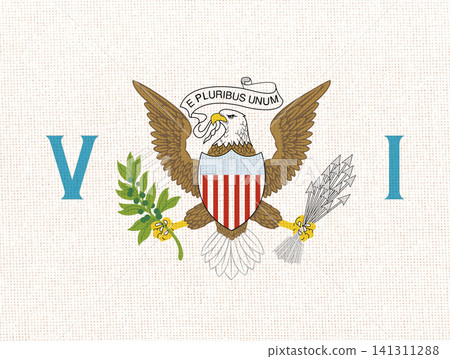 Flag of United States Virgin Islands on fabric texture Flag of United States Virgin Islands on fabric texture 141311288