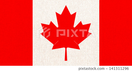 National flag of Canada with maple leaf on fabric texture National flag of Canada with maple leaf on fabric texture 141311296