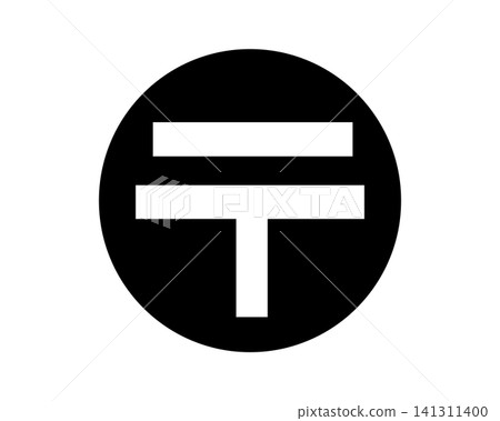 Icon illustration material featuring a silhouette drawn inside a circle representing a post office on a map. Icon illustration material featuring a silhouette drawn inside a circle representing a post office on a map. 141311400