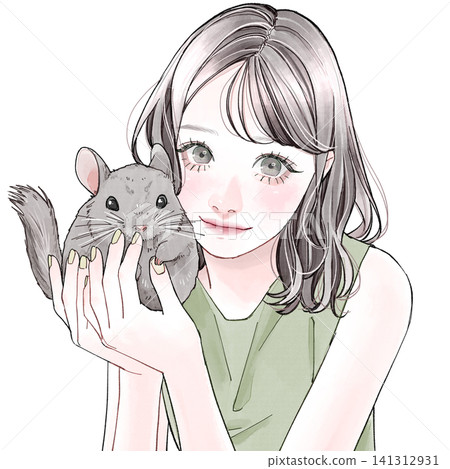 一位女士手裡拿著一隻龍貓。 一位女士手裡拿著一隻龍貓。 141312931