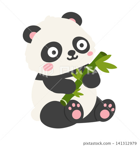 Gentle Panda Holding Fresh Bamboo Gentle Panda Holding Fresh Bamboo 141312979