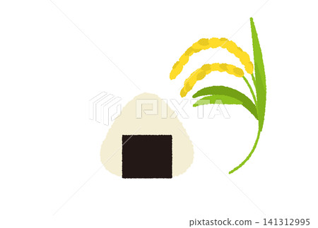 Vector illustration of rice ball and rice stalks Vector illustration of rice ball and rice stalks 141312995