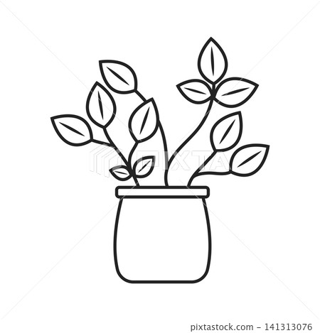 Plant flower icon in flat outline stroke style. Sprout leaf vector illustration on isolated background. Greenery decoration sign business concept. Plant flower icon in flat outline stroke style. Sprout leaf vector illustration on isolated background. Greenery decoration sign business concept. 141313076