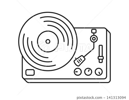 Record player icon in flat style. Vintage vinyl disc gramophone vector illustration on isolated background. DJ equipment sign business concept. Record player icon in flat style. Vintage vinyl disc gramophone vector illustration on isolated background. DJ equipment sign business concept. 141313094