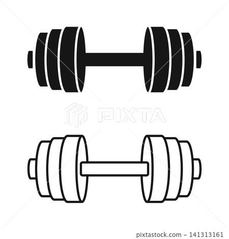Dumbbell icon in flat style. Gym equipment vector illustration on isolated background. Weightlifting sign business concept. Dumbbell icon in flat style. Gym equipment vector illustration on isolated background. Weightlifting sign business concept. 141313161