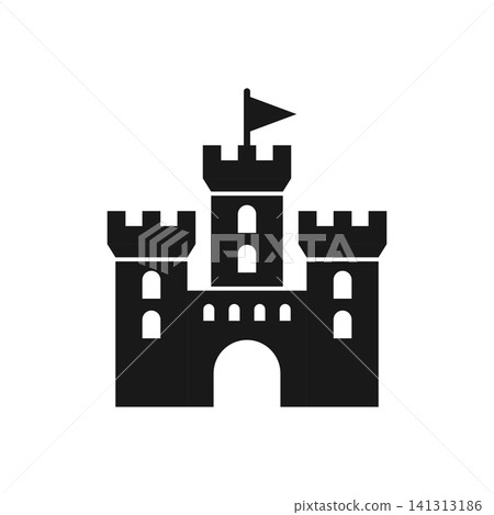 Castle icon in flat style. Medieval stronghold vector illustration on isolated background. Fortress sign business concept. Castle icon in flat style. Medieval stronghold vector illustration on isolated background. Fortress sign business concept. 141313186