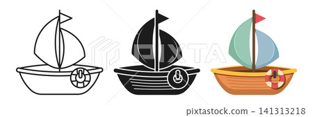 Sailboat icon set collection in flat style. Ship vector illustration on isolated background. Boat sign business concept. Sailboat icon set collection in flat style. Ship vector illustration on isolated background. Boat sign business concept. 141313218