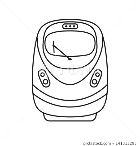 Modern speed train icon in stroke outline style. Railroad transport vector illustration on isolated background. Locomotive sign business concept. 141313293