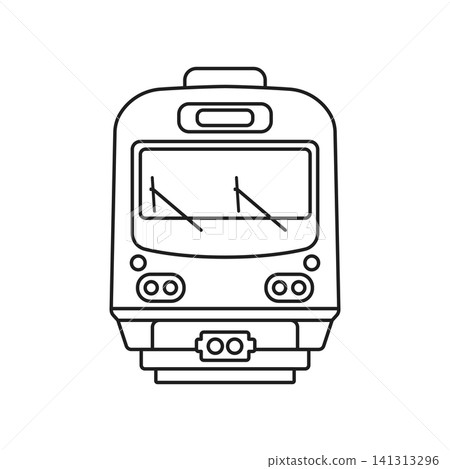 Modern speed train icon in stroke outline style. Railroad transport vector illustration on isolated background. Locomotive sign business concept. Modern speed train icon in stroke outline style. Railroad transport vector illustration on isolated background. Locomotive sign business concept. 141313296