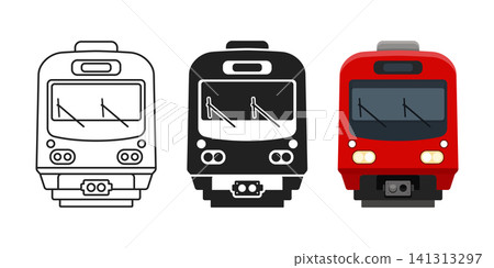 Modern speed train icon set collection in flat style. Railroad transport vector illustration on isolated background. Locomotive sign business concept. 141313297