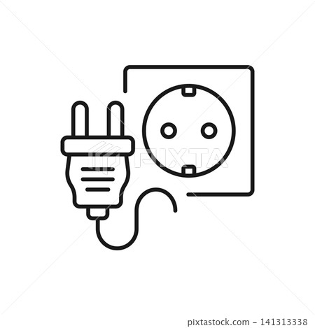 Electric sockets icon in outline stroke flat style. Electricity plug vector illustration on isolated background. Voltage cable sign business concept. Electric sockets icon in outline stroke flat style. Electricity plug vector illustration on isolated background. Voltage cable sign business concept. 141313338